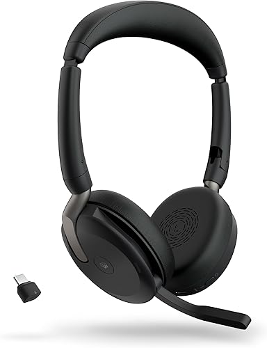Jabra Evolve2 65 Flex - Auriculares estéreo inalámbricos, Bluetooth, tecnología ClearVoice con cancelación de ruido y ANC híbrido, certificados para