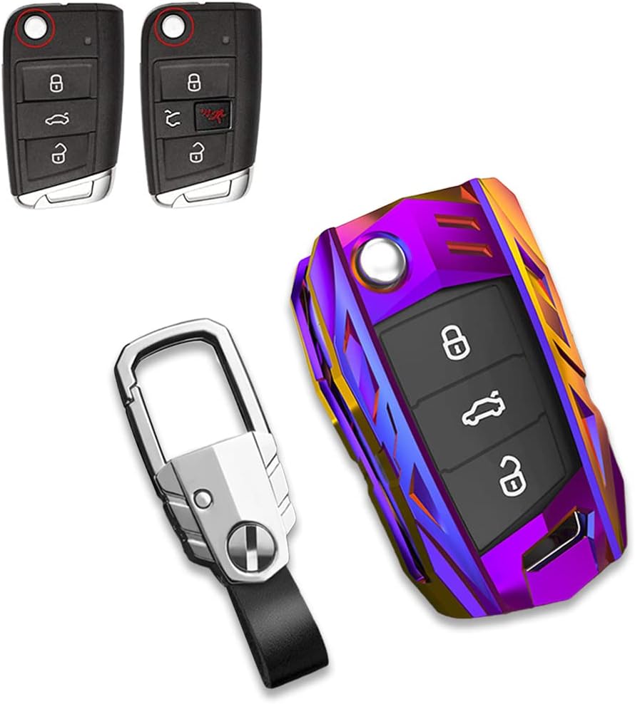 Zinc Alloy Smart Car Key Fob Case Cover Holder for Volkswagen VW Tiguan Jetta GTI Atlas Golf Polo With Keychain