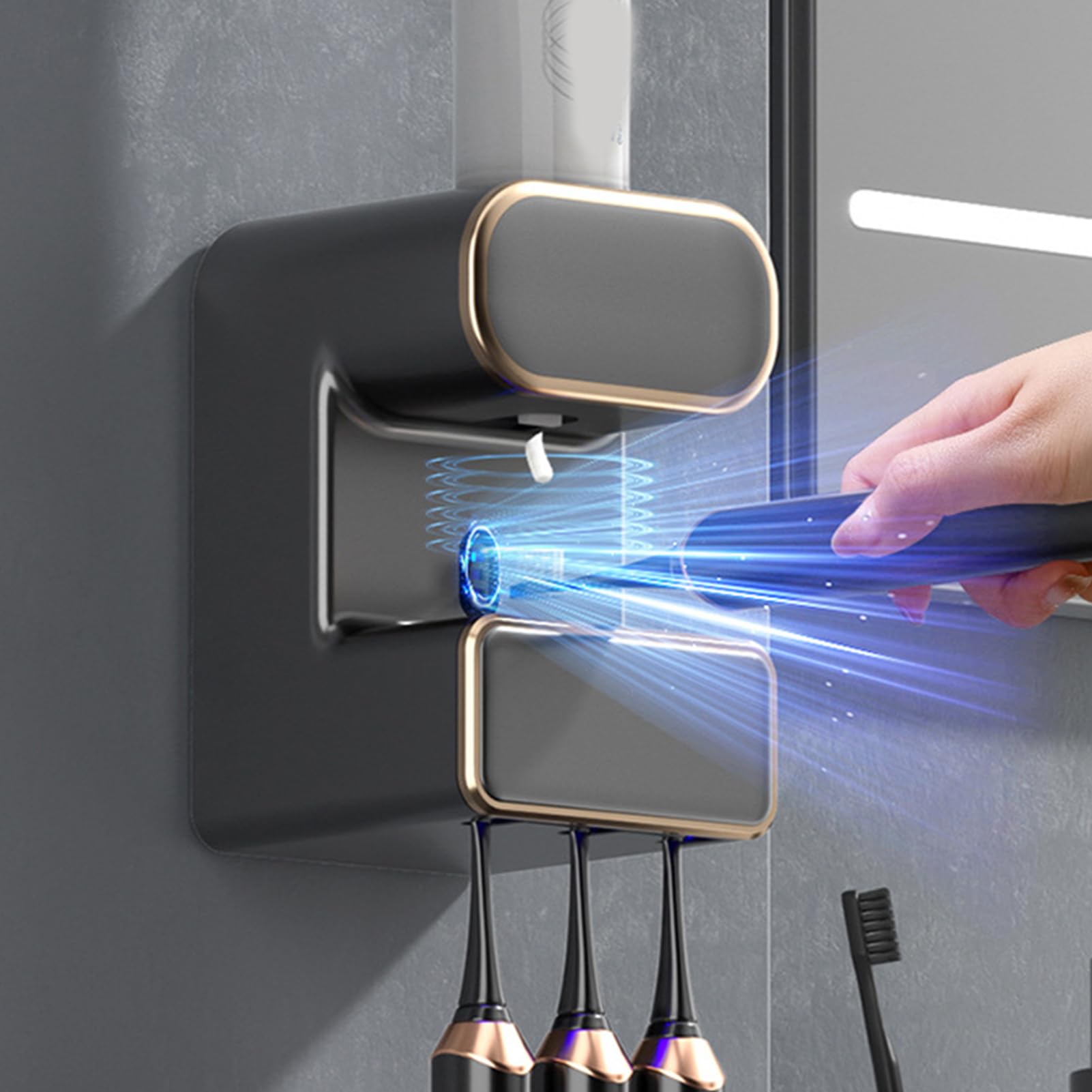 Dispensador de pasta de dientes, extrusor automático de pasta de dientes sin perforaciones, dispensador de pasta de dientes, rodillo exprimidor montado en la pared con soporte for pasta de dientes, vi