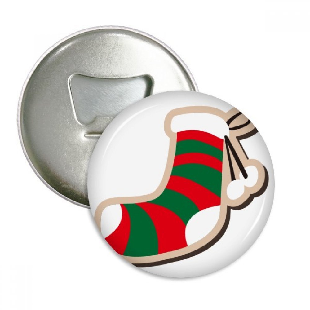 Chaussette de Noël ouvre-bouteille aimanté et badge, lot de 3 décapsuleurs ronds argentés