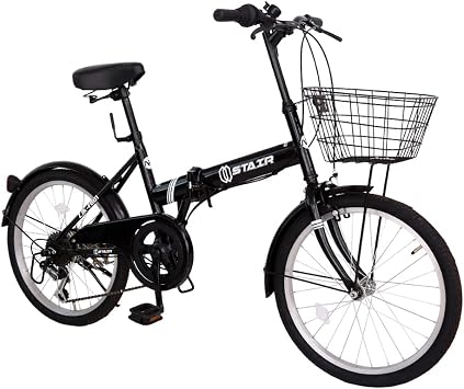 Folding Bicycle, 20 inches, Shimano 6 Speed Gears, Basket Included, Wire Lock and Light Included, Front and Rear Mud Guards Equipment, Adjustable Handle Height, Small Trail, Mini Velo