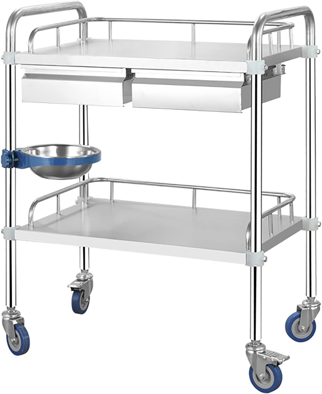 Utility Cart with Drawer,Lab Rolling Cart,2/3 Floors Medical Cart with 360° Rotating Silent Wheel,Maximum Load 220 lbs,Suitable for Laboratories/Dental Hospitals/Beauty Salons etc,Sizes