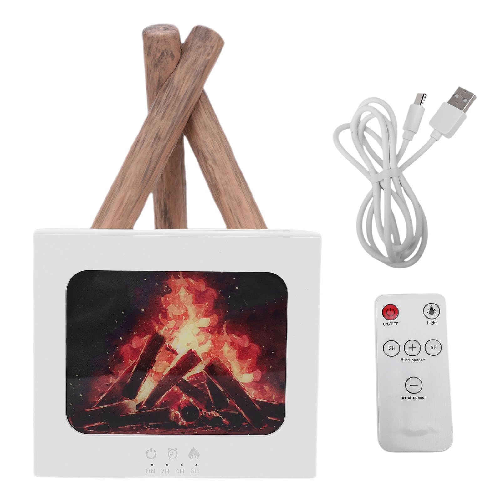 Muiltvoe Campfire Aromatherapy Diffuser Humidifier, USB Powered Bonfire Essential Oil Diffuser with Remote Control and 7 Color Ambient Lights for Home Office