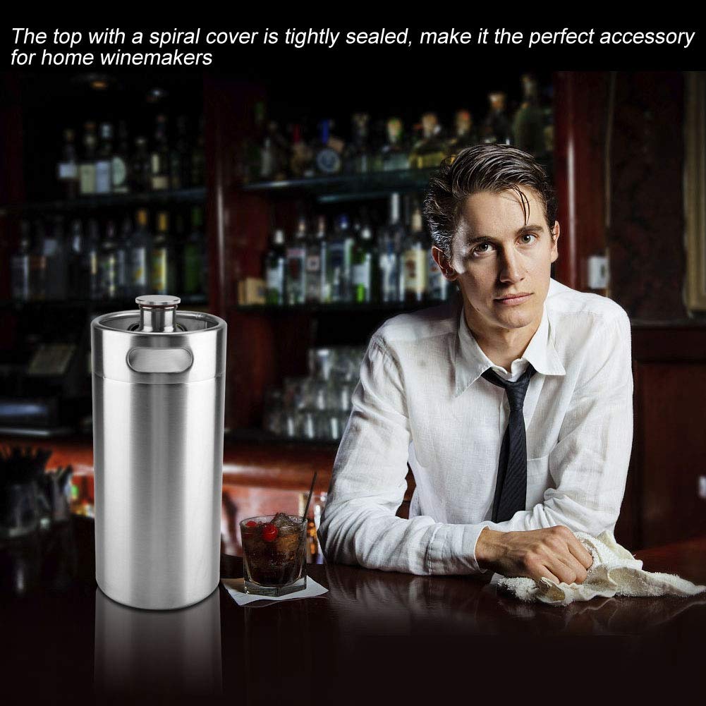 Fusto per birra, mini barile in acciaio inox con doppia maniglia, per casa, hotel, campeggio, picnic