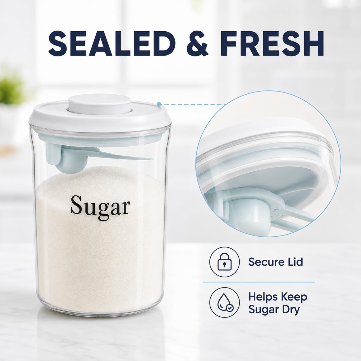 Sugar Bowl,BPA-Free Sugar Jar With Spoon Holder For Kitchen,Coffee Bar