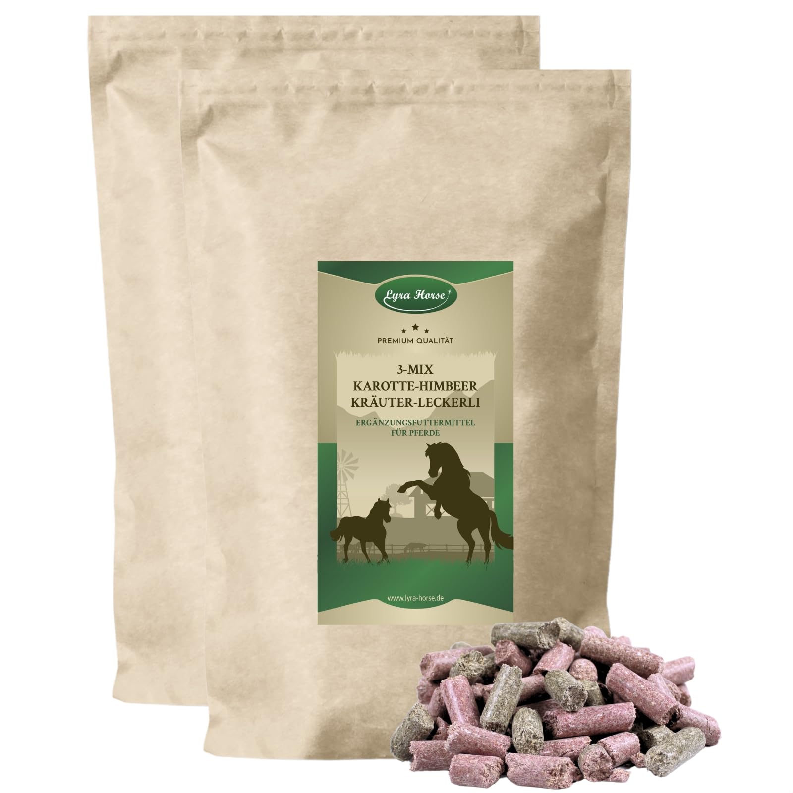 Lyra Horse® 10 kg Karotte-Himbeer-Kräuter Leckerli Pferdefutter Pferd | Fruchtige Snacks für Pferde - Ausgewogene Nährstoffquelle - Vitaminreiche Belohnung - Reich an Ballaststoffen & Calcium