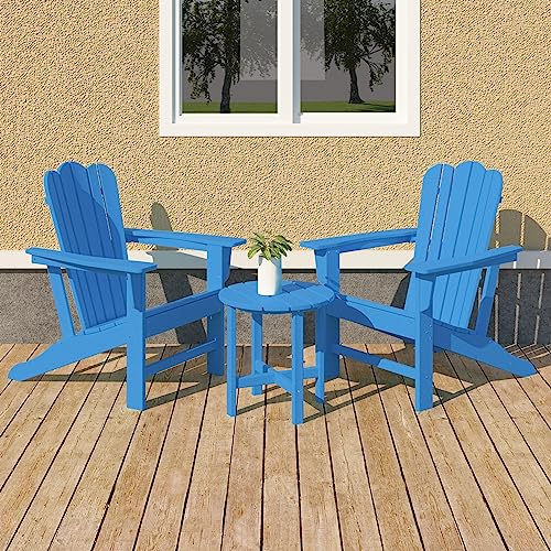 Bonzy Home Adirondack Outdoor Side Table 17.72" Small Round Table, Weather Resistant Hdpe Plastic End Table For Patio, Porch, Pool, Beach, Garden(Blue) #TOP6