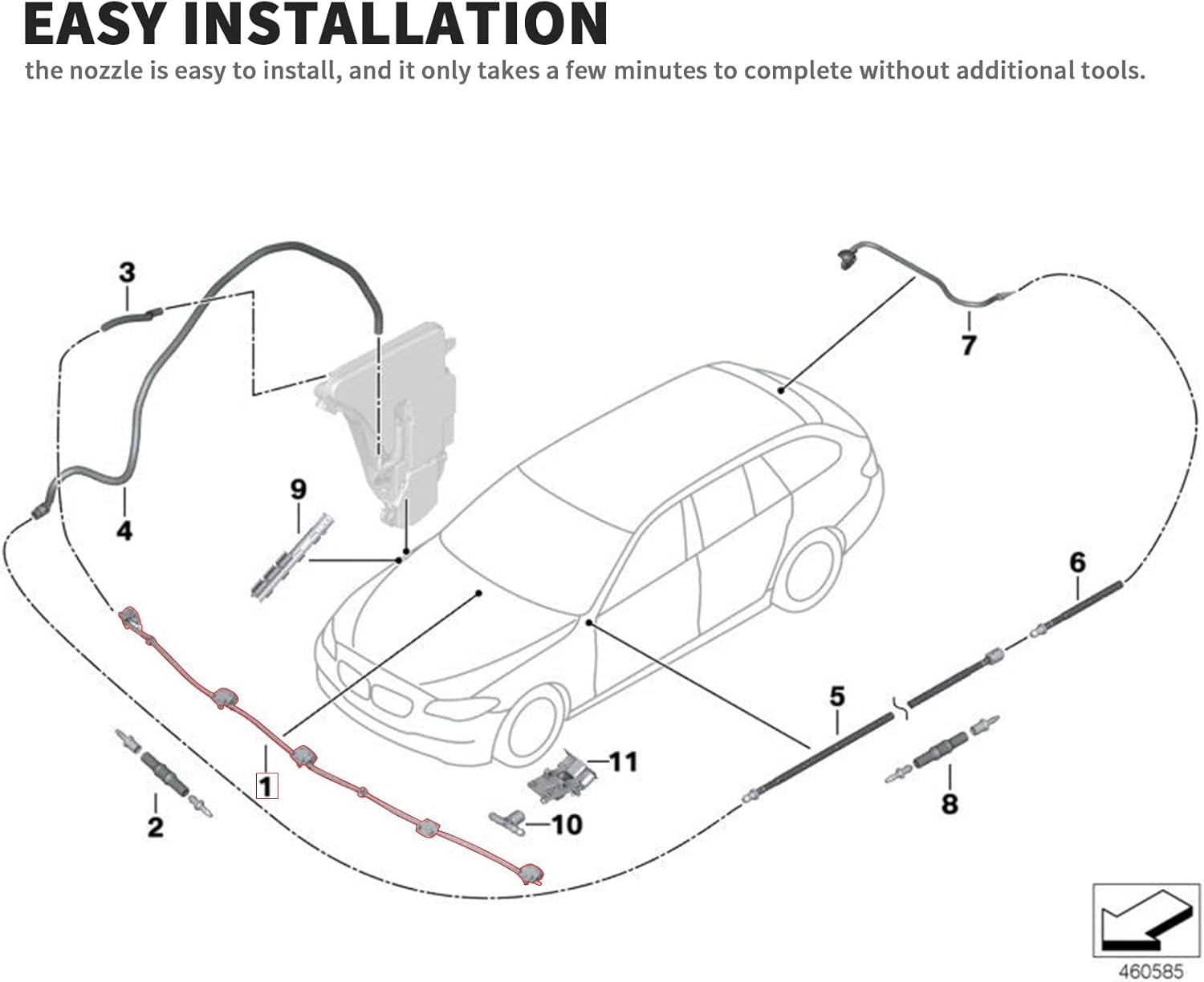 Windshield Washer Nozzle Array R/L 2007-2013 For BMW X5 E70 Replacement number # 61667275171 61664849540 4849540 7275171