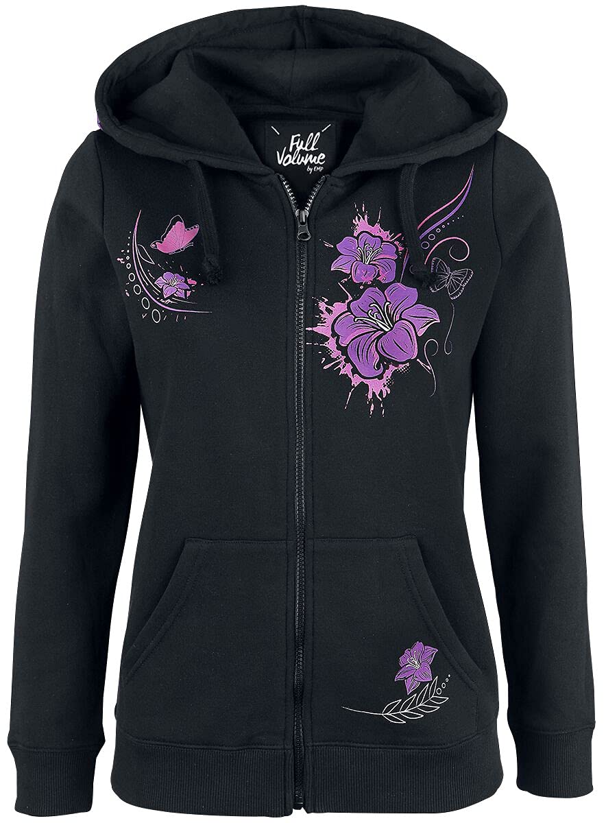 Full Volume by EMP Donna Giacca con Cappuccio Nera con Stampa