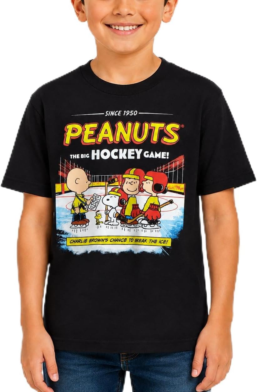 Peanuts Snoopy Boys Cotton Short Sleeve Cool Graphic Tee Shirt