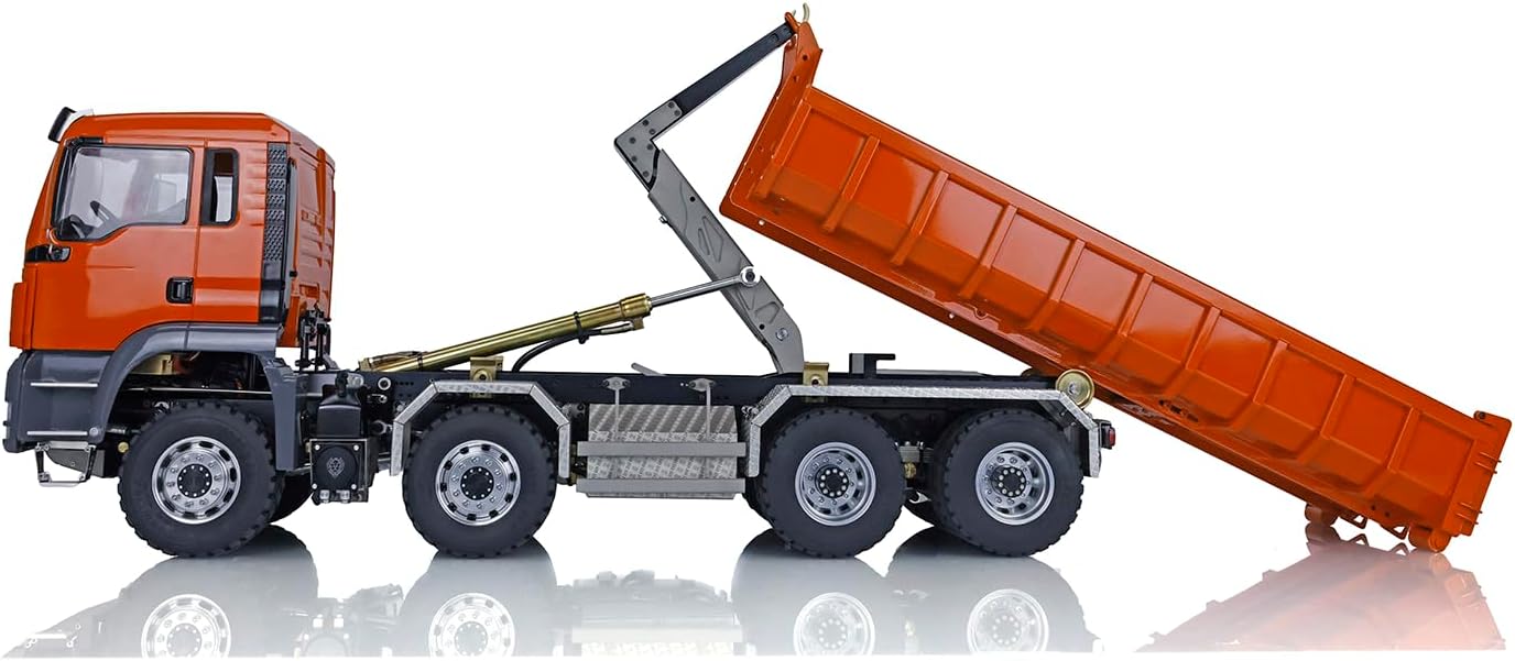 LESU RC Hydraulic Roll On/Off Tipper Dumper Truck 1/14 8x8 for Motor ESC Servowheelfun Light Sound System Hobby Grade Model