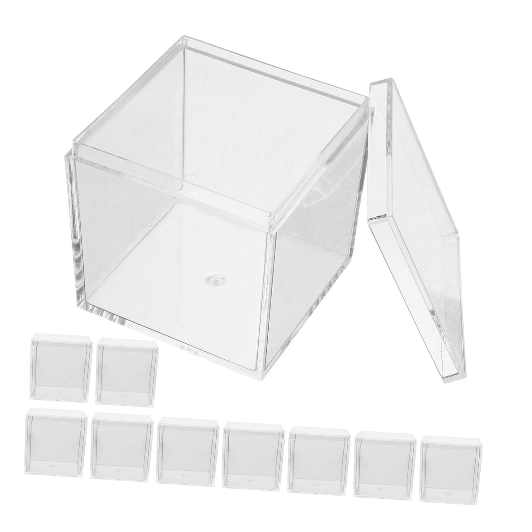 MUSISALY 5.5cm Square Acrylic Box Cover 10 Pack Specimen Display Case for Crystals