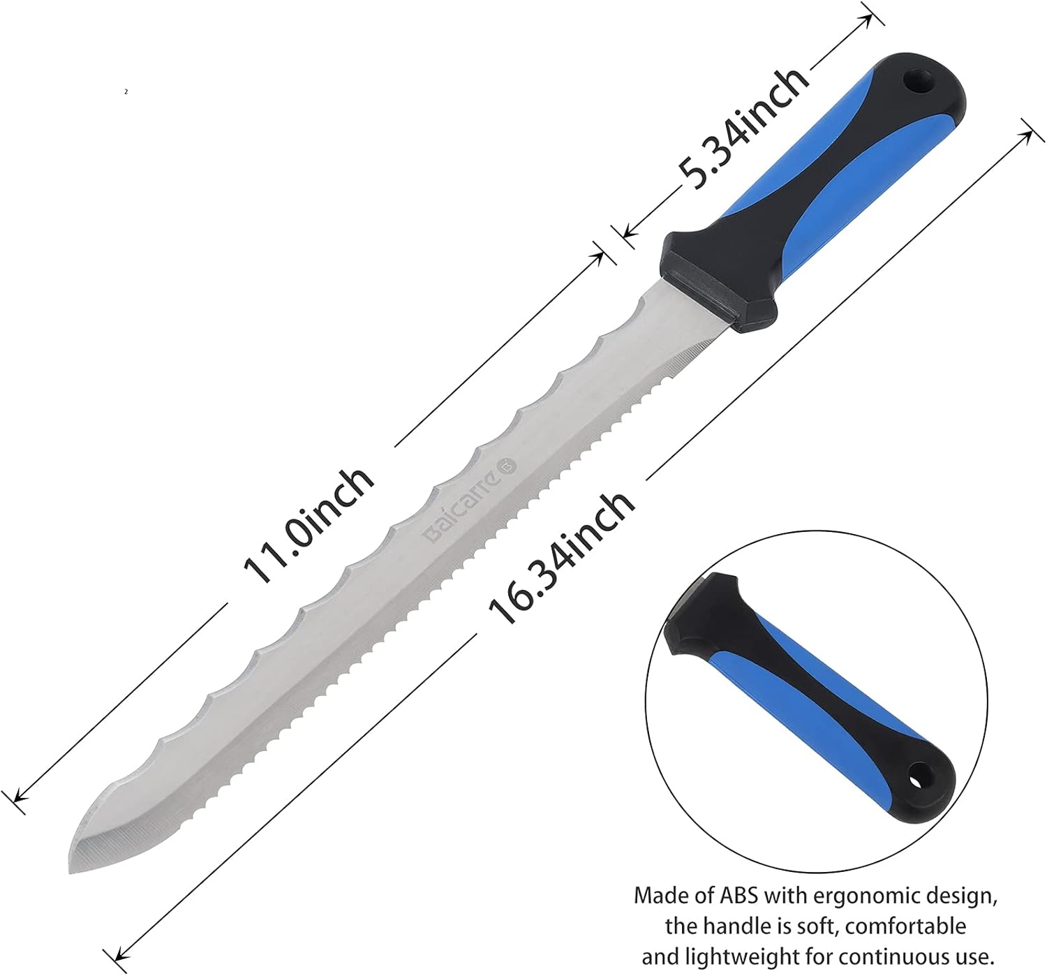 Insulation Knife, Sod Cutter Knife, Stainless Steel 11" Double Side Utility Lawn Repair Garden Knife with Nylon Sheath for Cutting Mineral Wool