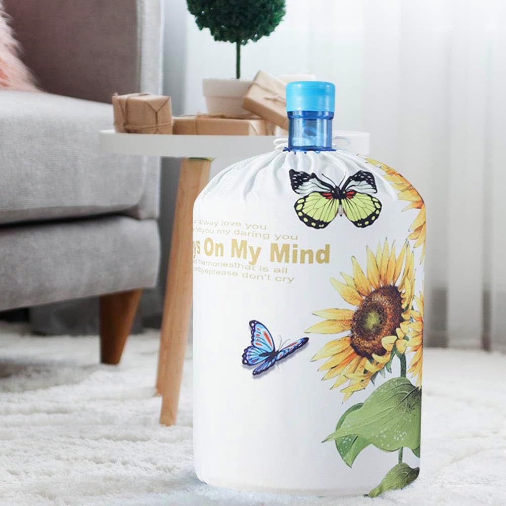 Reusable Water Dispenser Barrel Dust Cover for 5 Gallon Water Bottle,Sunflower Style Decorative Cover for Water Bottle Bucket,Stretchy Fabric drawstring Water Cooler Dust Proof Covers image 2