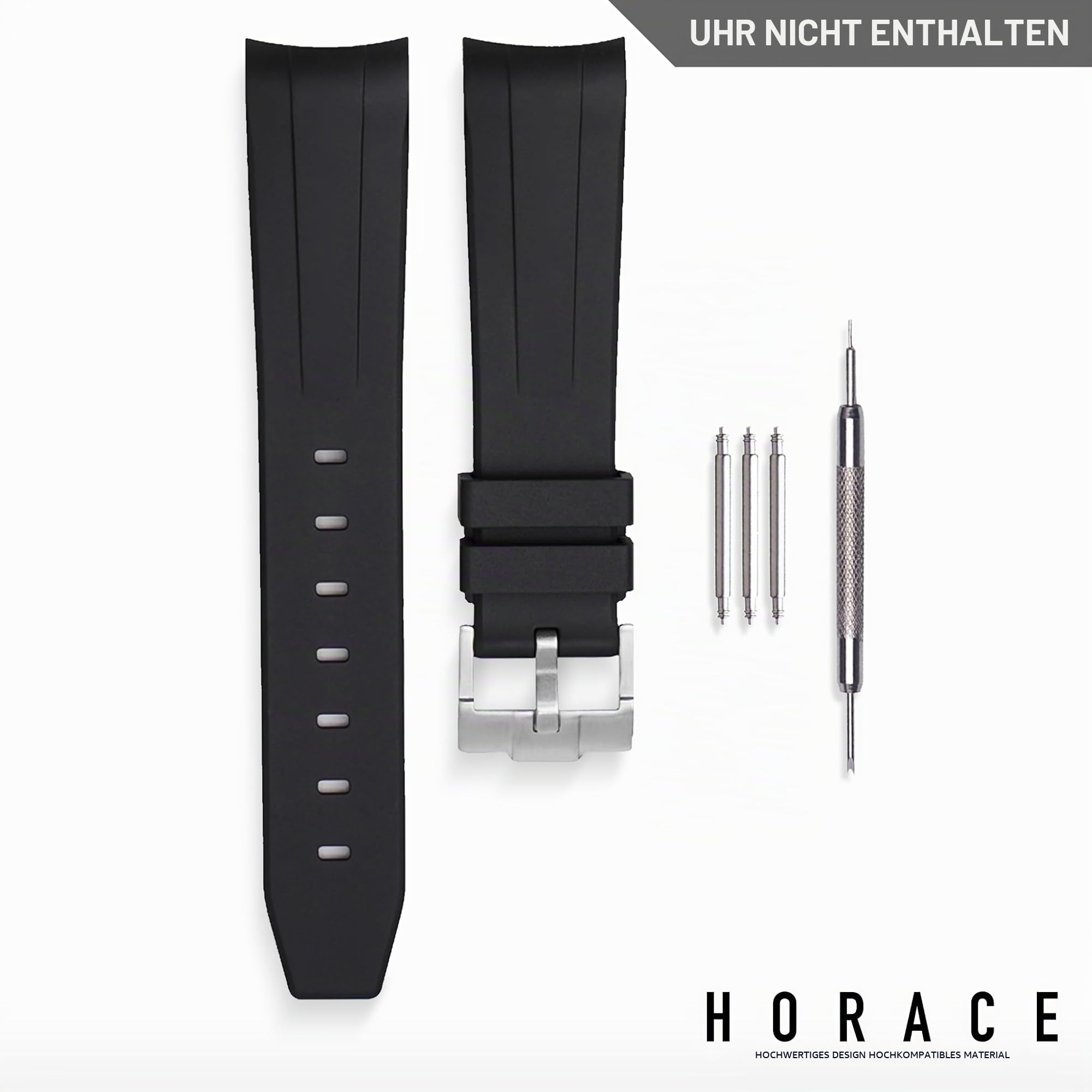 HORACE Uhrenarmband 20 mm aus Premium FKM-Kautschuk – Weich, Wasserdicht & Langlebig – Kompatibel mit Rolex Submariner 40mm