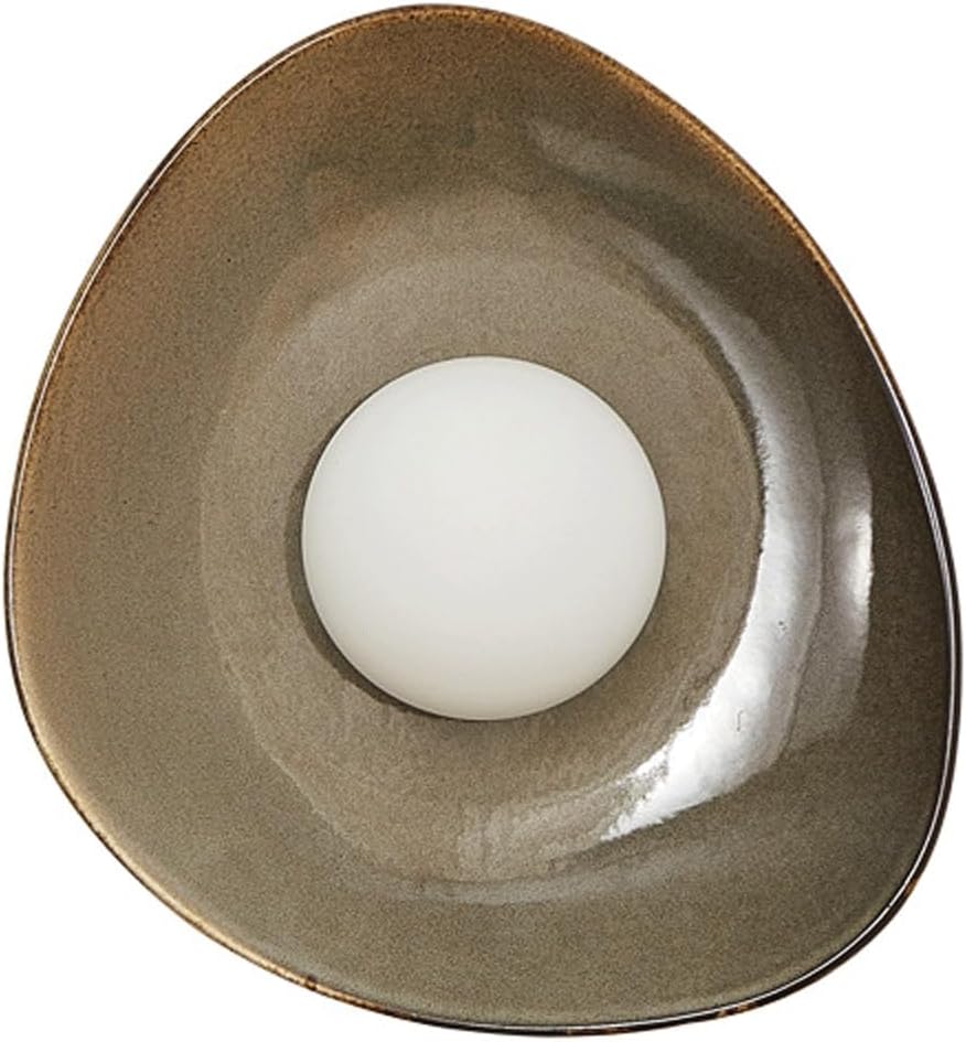 Wall Sconce Modern Artistic Ceramic Shade Wood Base Wall Light Irregular Glazed Earthy Tone Hardwired Indoor Wall Lamp Decorative Ambient for Bedroom Living Room Hallway Wall Mounted Light