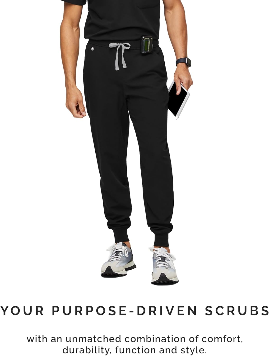 FIGS Leon Top & Tansen Pants Scrub Set for Men — Classic V-Neck, Jogger, Anti-Winkle, 4-Way Stretch