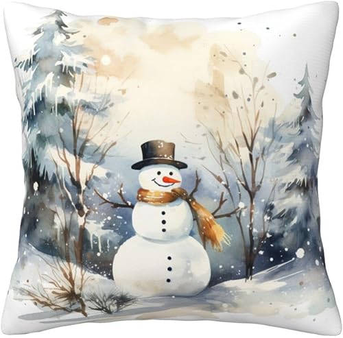 Miniatura 9 de sunzoneflo Funda de almohada de Feliz Navidad, patrón de muñeco de nieve de Navidad, decoración de invierno, decoración de sofá, decoración de