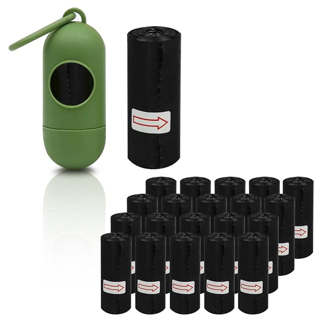 WinGluge 300PCS Bolsas Caca Perro con Dispensador y Clip, Bolsa para Excrementos de Perros Biodegradables