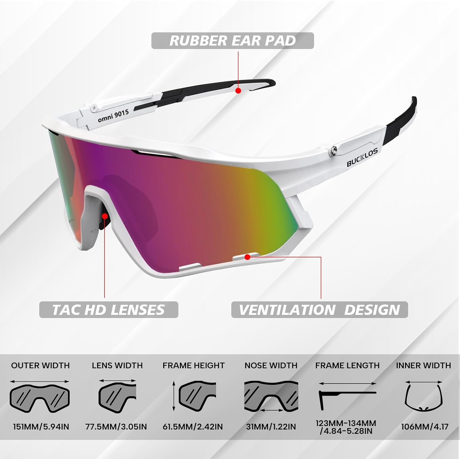 BUCKLOS Polarized Cycling Running Sunglasses for Men Women UV400 Protection,TR90 Sun Glasses for Bike Baseball Sports Safety - Image 8