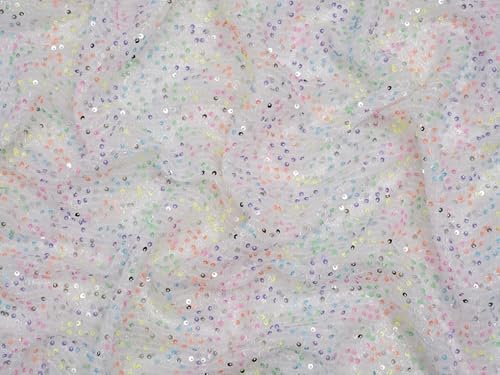 Minerva Core Range Multicoloured Bilbao Sequin Mesh Fabric for Bridal & Dressmaking - 130cm Wide - per metre