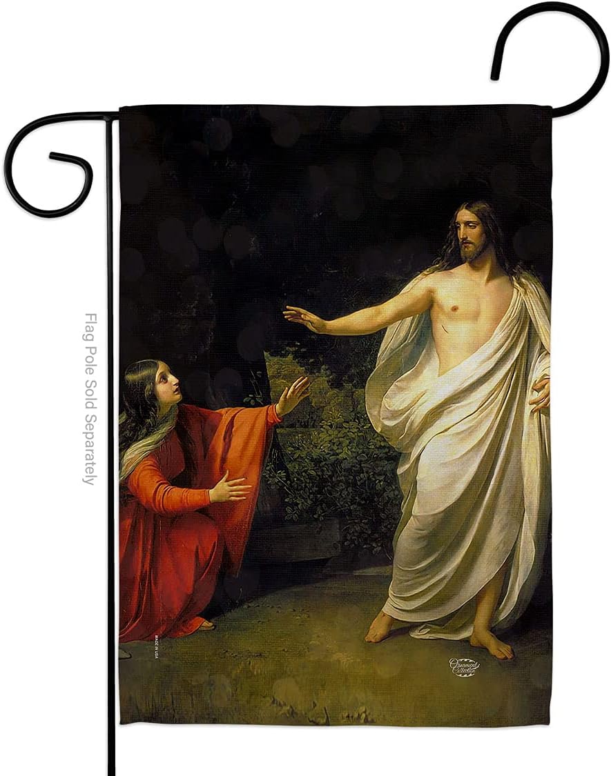 Christs Appearance to Mary Magdalene Garden Flag-Religious Faith Hope Grace Peace Dove Christian Religion Easter House Decoration Banner Small Yard Gift Double-Sided, Made in USA