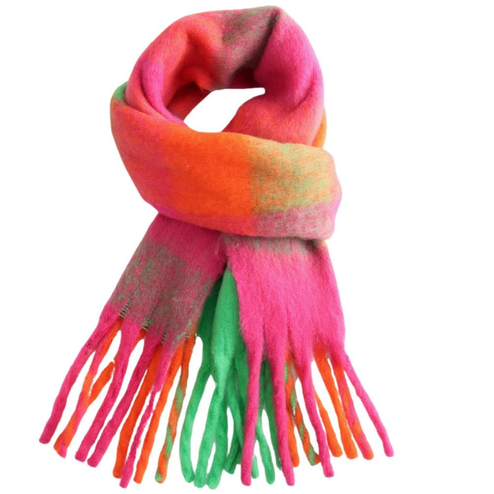 Purple Possum® Multicoloured Scarf Warm Thick Cosy Winter Blanket Wrap Orange Hot Pink Pashmina Wrap Shawl