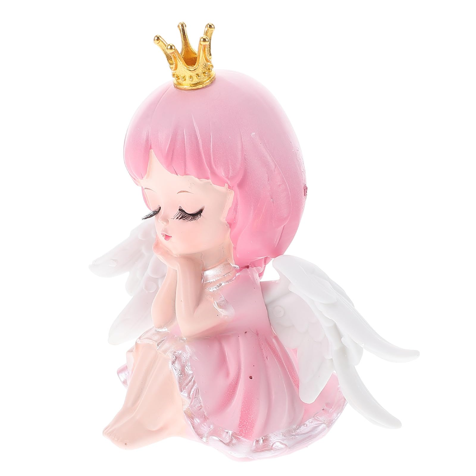 Outanaya Pink Ballet Girl Cake Topper Miniature Angel Figurine Girl Birthday Cake Decoration Fairy Resin Statue for Shower and Women’S Party