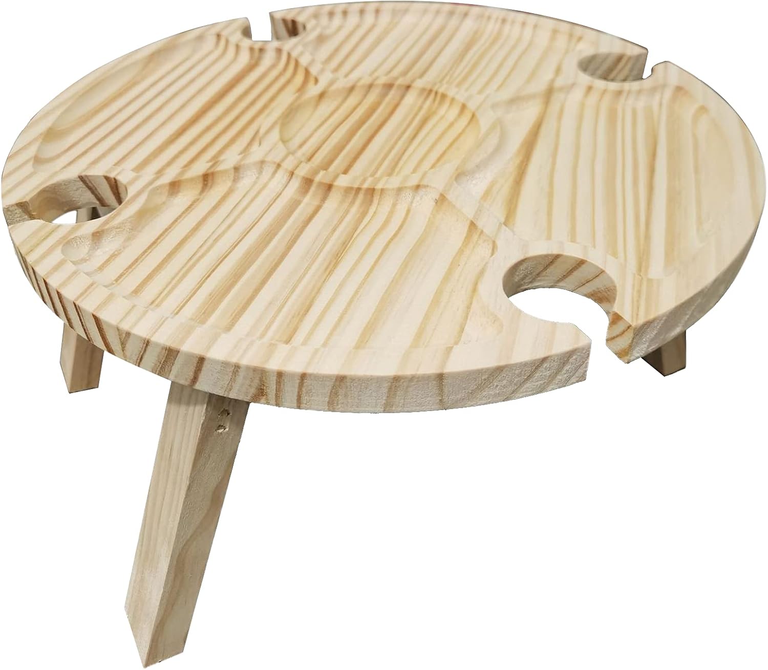 MengK Mini Picnic Table with Glass Holder Wooden Folding