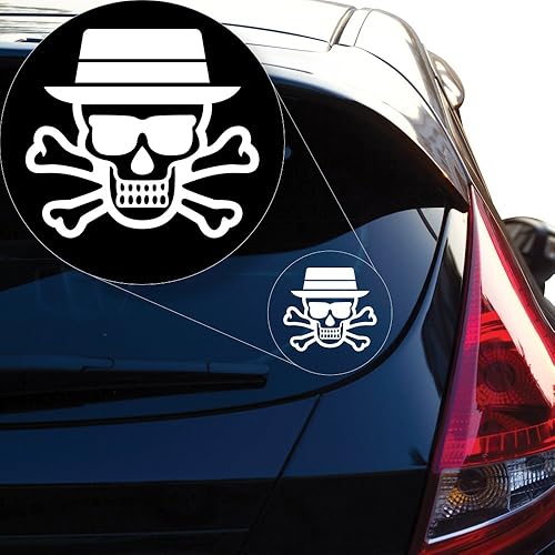 Yoonek Graphics Breaking Bad Walter - Calcomanía de vinilo con calavera blanca # 909 (6 x 6.7 pulgadas, blanco)