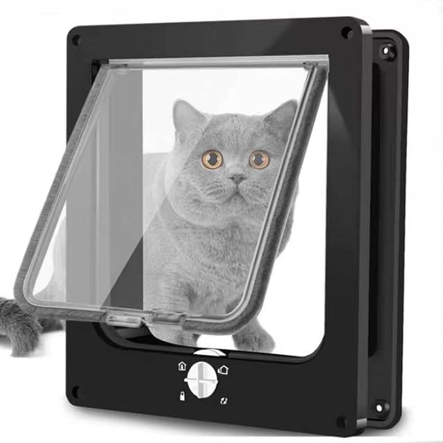 Foto 3 de 7 de Moaobooh Gatera, puerta para mascotas con cerradura giratoria de 4 vías para perros pequeños y gatos