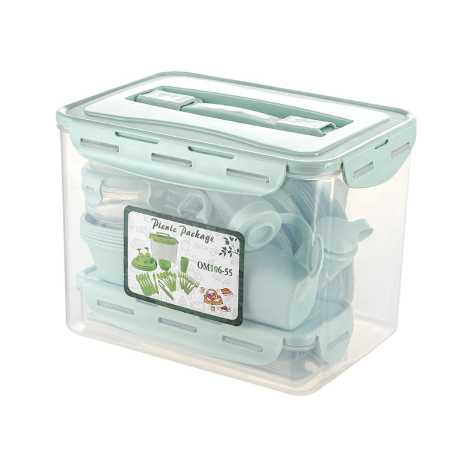 Set di stoviglie per 6 Persone, Kit di Posate, stoviglie per casa, Scuola, Picnic, Barbecue, Piatti e Ciotole infrangibili, impilabili, Portatili, Verde
