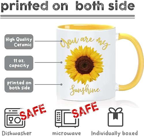 Miniatura 2 de Taza de café con diseño de girasol, con texto en inglés "You Are My Sunshine Sunflowers", regalo para novia, mamá, papá, pareja, hija, amigo,