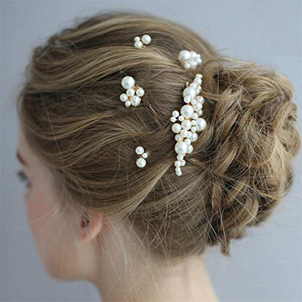 Cathercing Boho Wedding Hair Clip for Women Bridal Hair Pins for Wedding Hair Accessories Bridal Hair Comb with Pearls Bride Hairpins Headpiece Hair Piece for Wedding Party(4pcs)