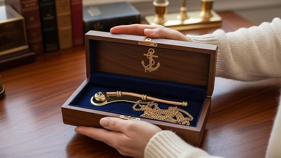 Solid Brass/Copper Boatswain (Bosun) Whistle with Rosewood Box 5 Brass Rustic Vintage Home Decor Gifts
