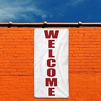 Vista 3 de Vertical Vinyl Banner Multiple Sizes Welcome Business Outdoor Weatherproof Industrial Yard Signs 10 Grommets 144x60Inches