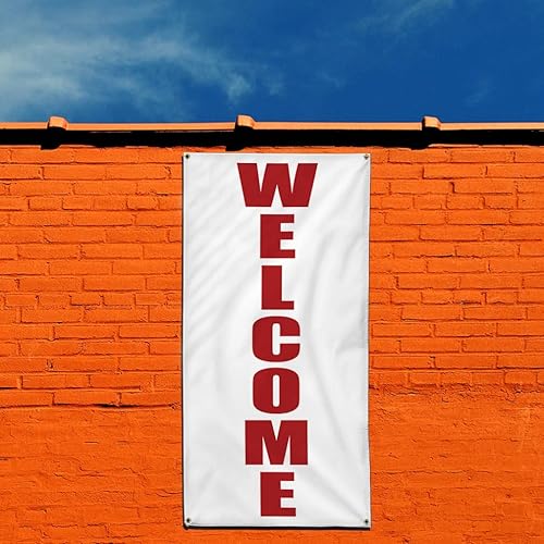 Miniatura 3 de Vertical Vinyl Banner Multiple Sizes Welcome Business Outdoor Weatherproof Industrial Yard Signs 10 Grommets 144x60Inches