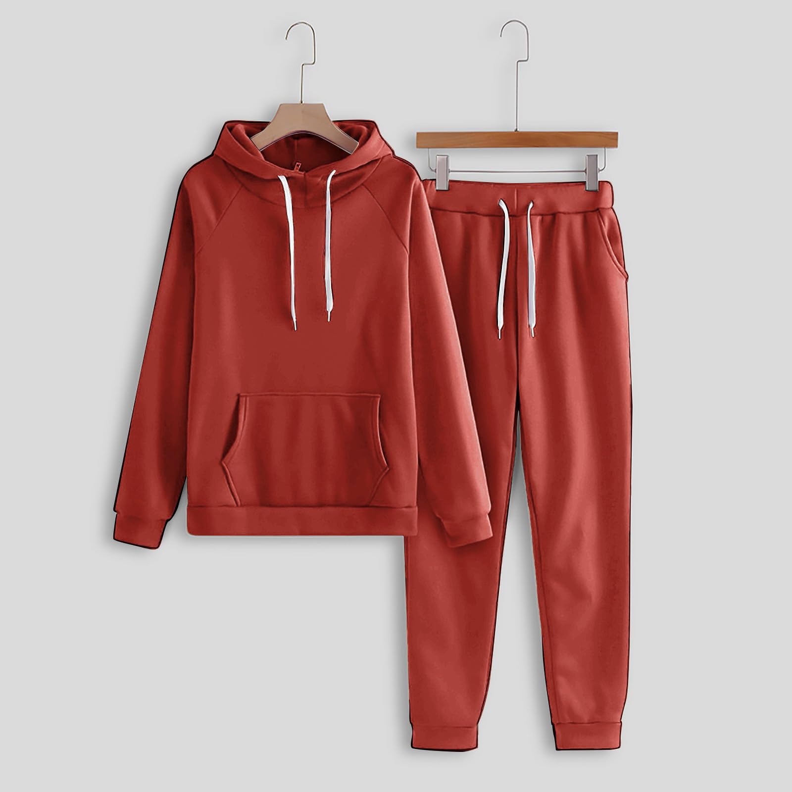 Conjunto deportivo de dos piezas para mujer, conjunto de sudadera con capucha estampada y pantalones deportivos con bolsillos canguro
