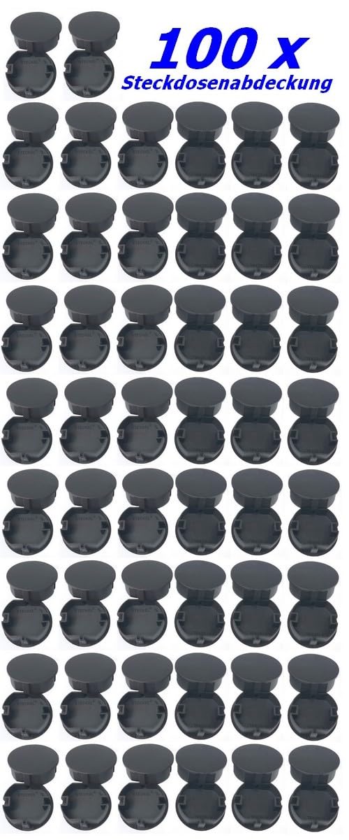 100 Stück STECKEL schwarz Staubschutz Deckel Steckdosendeckel Abdeckung für saubere Schuko-Steckdosen Steckdosenleisten Mehrfachsteckdosen Spritzschutz für Hotel und Firma