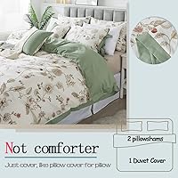 Vista 5 de FADFAY Juego de ropa de cama de 7 piezas, 100% algodón, diseño floral beige, tamaño Queen + funda de edredón, ropa de cama completa con flores rosas