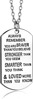 Always Remember You are Braver/Stronger/Smarter Than You Think Pendant Necklace Family Friend Gift