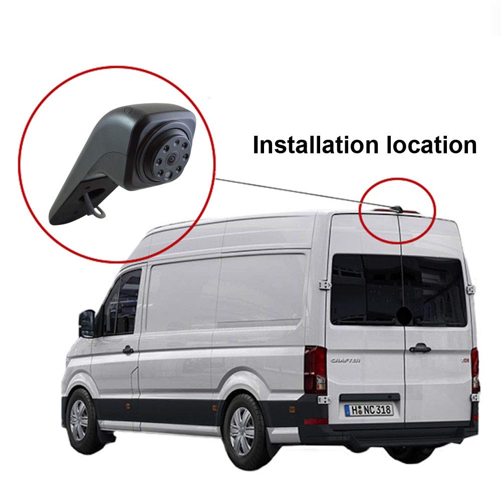 Transporter Van HD kamera cofania do samochodu, trzeci dach, górny uchwyt, światło hamowania, kamera cofania + wyświetlacz LCD 4,3", zamiennik do VW Crafter 2017