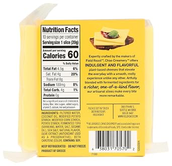 Field Roast Vegan Plant Based Dairy Free Chao Creamy Original Cheese Slices 2.2 pounds (Pack of 4)