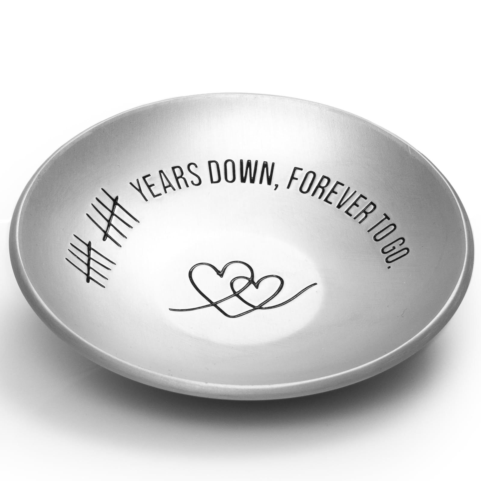 10th Anniversary Aluminum Gifts for Her/Him, 10 Year Wedding Anniversary for Wife Husband Couple Parents, 4" Ring Holder Dish Jewelry Tray - Decoration Ideas Tin Gift for Men Women