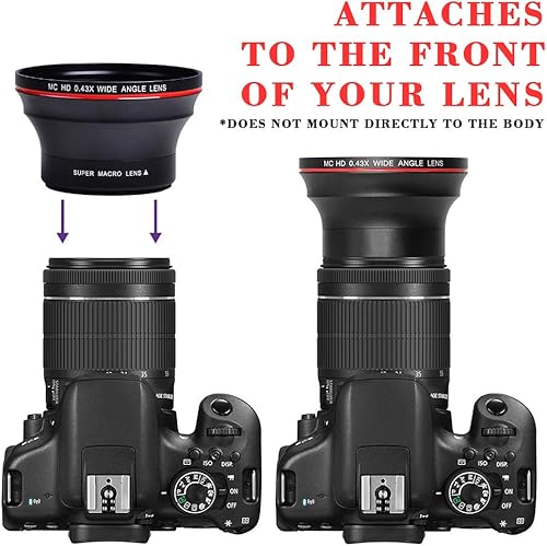 Miniatura 2 de Tectra Lente gran angular HD profesional de 2.047 in 0.43x (porción macro) para cámaras Nikon DSLR D3300 D3200 D3100 D5500 D5300 D5200 D5100 D7100