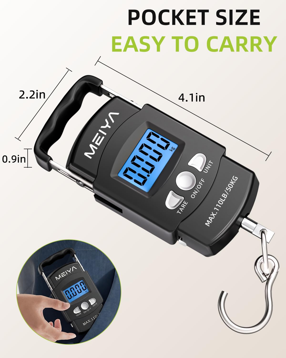 Digital Fish Scale - 110lb, Travel Luggage Scale -3