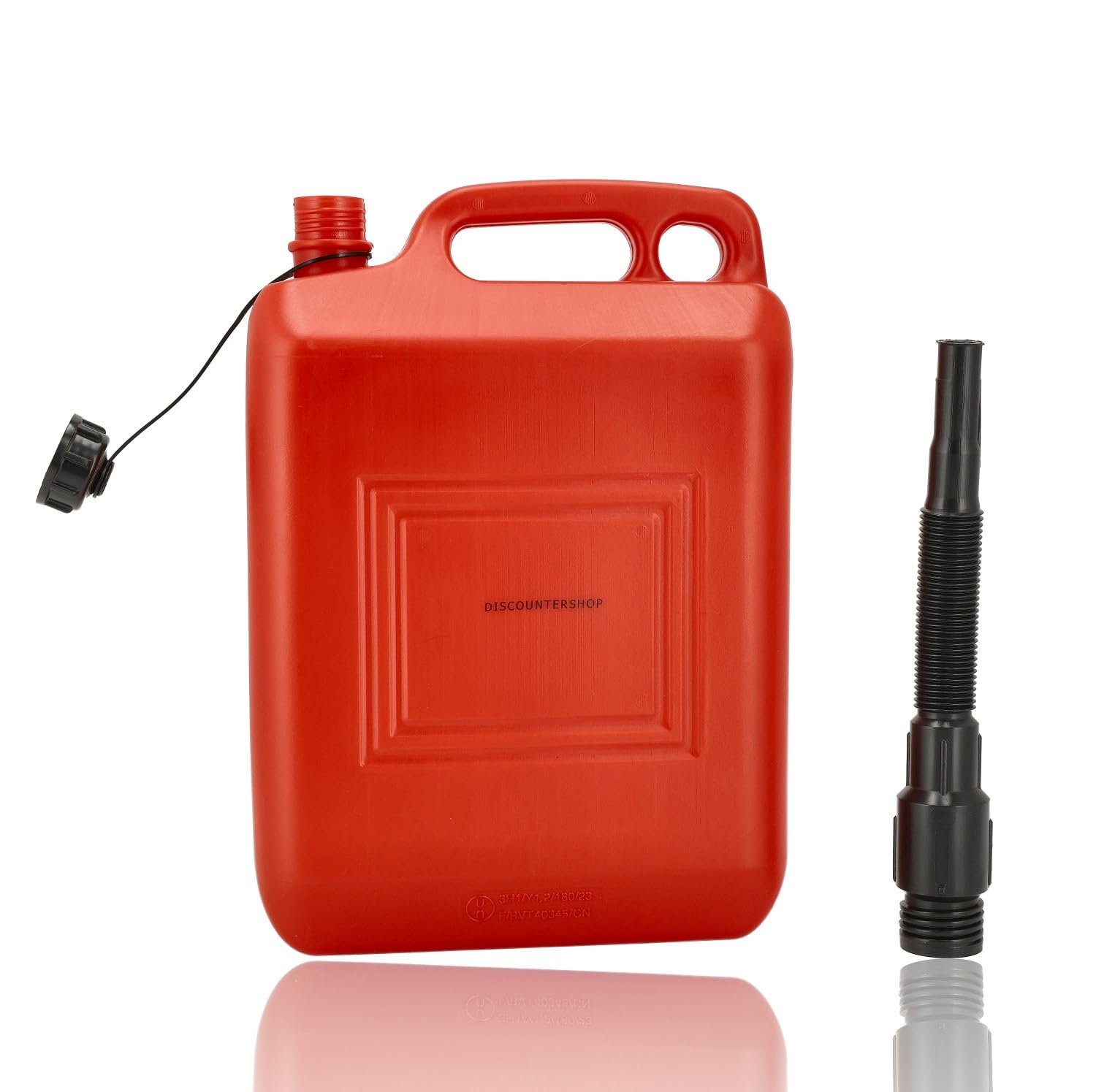 Bidon 10 Litres Rouge - Lot de 4 - Bidon de Carburant Homologué par l'ONU pour Essence et Diesel - Comprend un Long Bec Verseur et un Tuyau de Remplissage - Pour Voiture, Bateau, Atelier et Camping