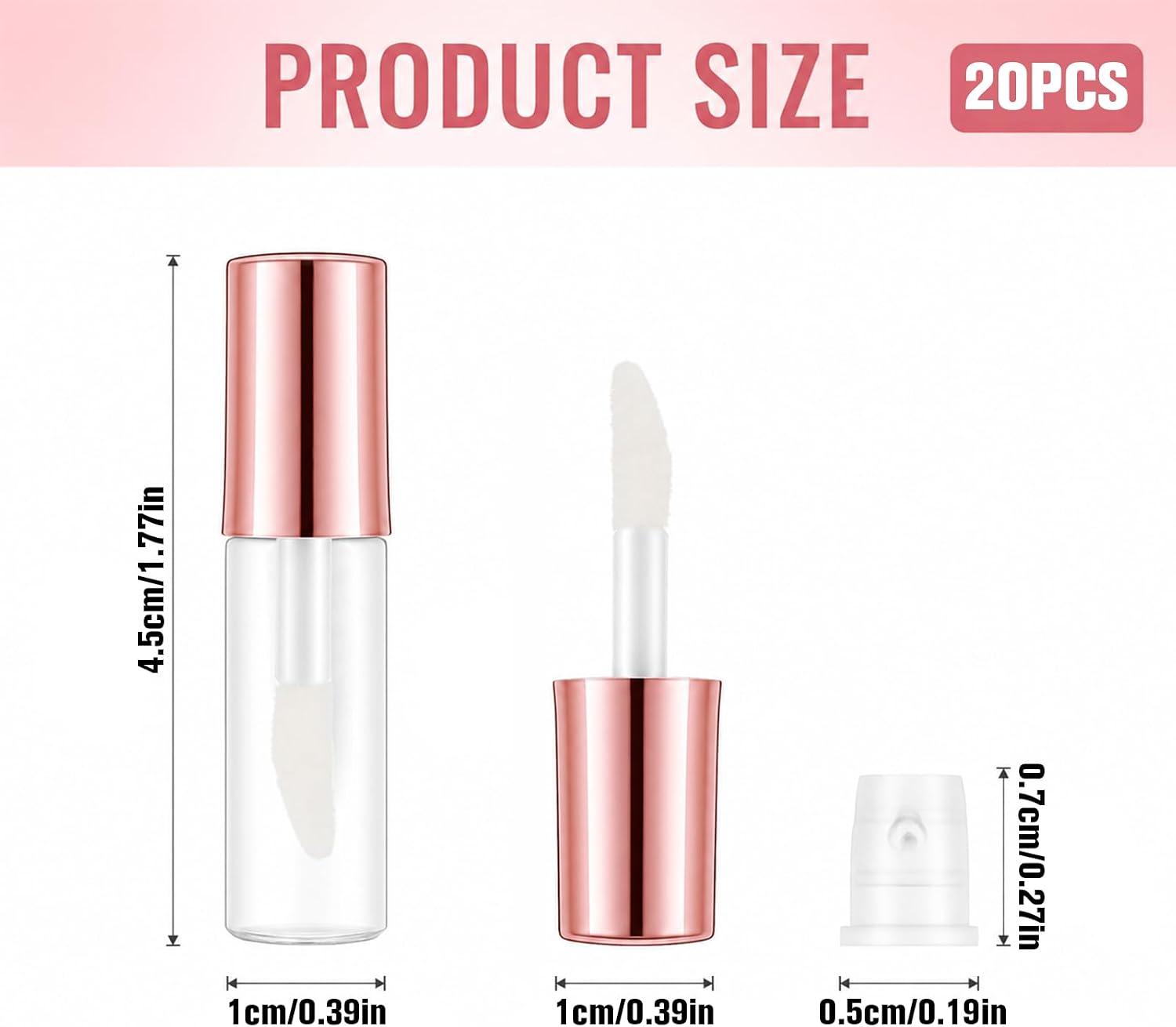 20 PCS Empty Lip Gloss Tubes, 1.2ml Lip Gloss Containers, Mini Refillable Lipgloss Tubes Containers with Rubber Insert and Transfer Pipettes, for Samples Lips Balms Travel Split