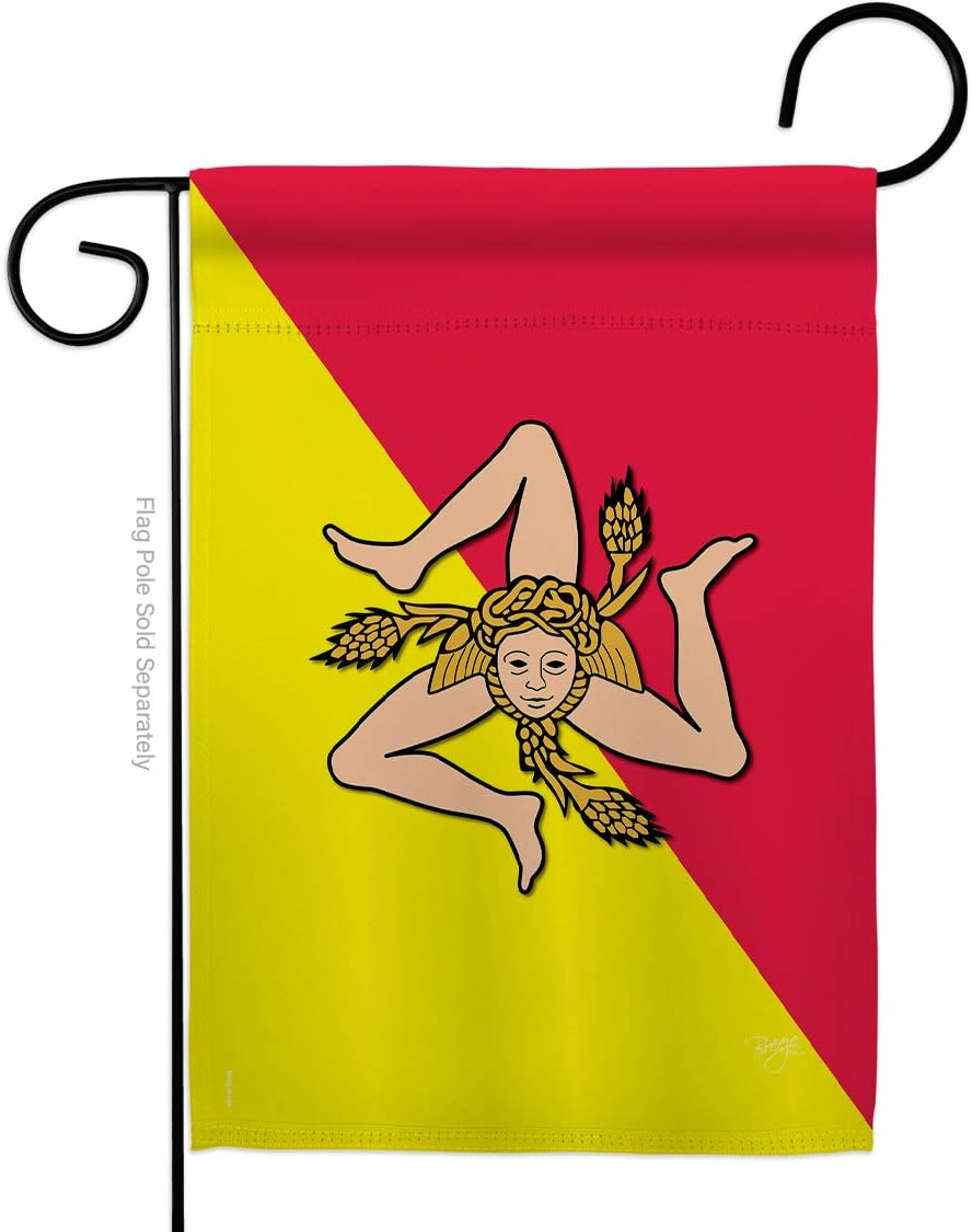 Sicily Burlap Garden Flag Regional Nationality Nation International World Country Particular Area Small Decorative Gift Yard House Banner Double-Sided Made In USA 13 X 18.5