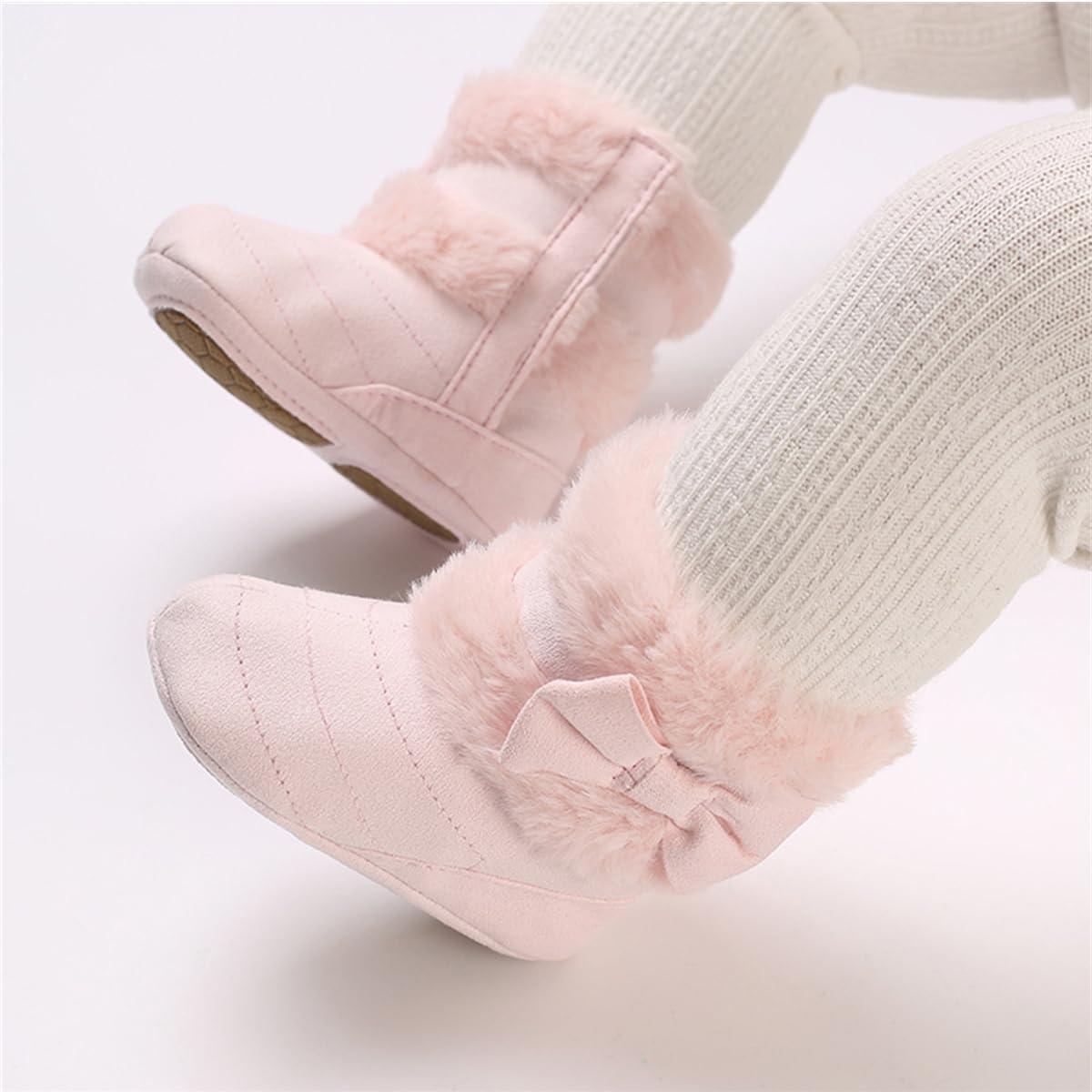 E-FAK Baby Boy Girl Boots Newborn Shoes Winter Snow Bowknot Anti-Slip Soft Sole Warm Infant Toddler Prewalker Booties(12-18 Months, B/Pink)